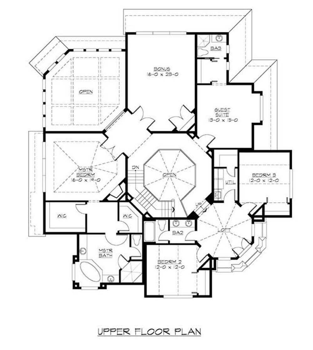 Floor Plan Upper Level of Shingle Plan #115-1256